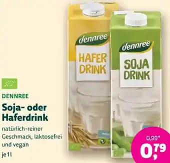 Biomarkt DENNREE Soja- oder Haferdrink Angebot