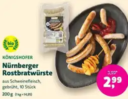 Biomarkt KÖNIGSHOFER Nürnberger Rostbratwürste Angebot