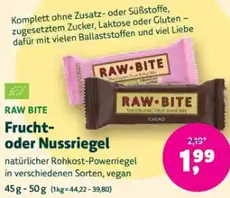 Biomarkt RAW BITE Frucht- oder Nussriegel Angebot