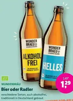 Biomarkt WUNDERBRÄU Bier oder Radler Angebot