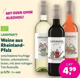 Biomarkt LANDPARTY Weine aus Rheinland Pfalz Angebot