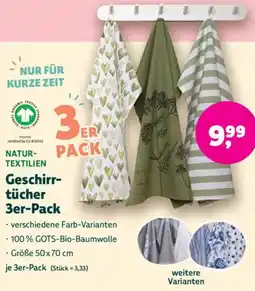 Biomarkt NATURTEXTILIEN Geschirrtücher 3er-Pack Angebot