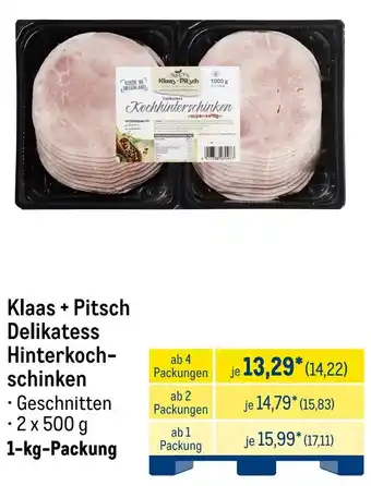 METRO Klaas + Pitsch Delikatess Hinterkochschinken Angebot