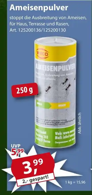 Sonderpreis Baumarkt WECO Ameisenpulver Angebot