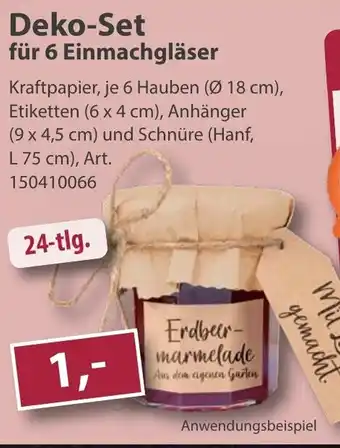 Sonderpreis Baumarkt Deko-Set für 6 Einmachgläser 24-tlg. Angebot