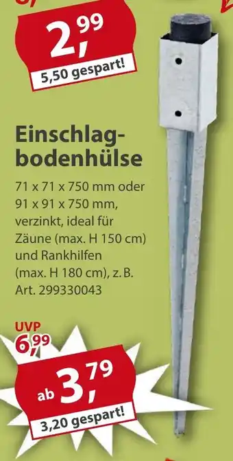 Sonderpreis Baumarkt Einschlagbodenhülse Angebot