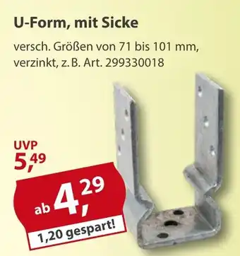 Sonderpreis Baumarkt Pfostenträger U-Form, mit Sicke Angebot