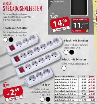 Sonderpreis Baumarkt VERSCH. STECKDOSENLEISTEN 3-fach, mit Schalter Angebot