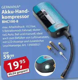 Sonderpreis Baumarkt GERMANIA Akku-Hand- kompressor BHC100-8 Angebot