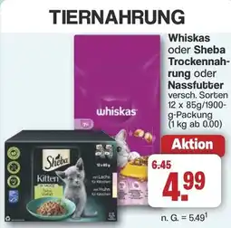 Famila Nord West Whiskas oder Sheba Trockennahrung oder Nassfutter Angebot