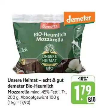 Edeka Unsere Heimat – echt & gut demeter Bio-Heumilch Mozzarella Angebot