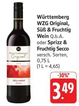 Edeka Württemberg WZG Original, Süß & Fruchtig Wein Q.b.A. oder Sprizz & Fruchtig Secco Angebot