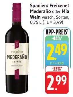 Edeka Freixenet Mederaño oder Mia Wein Angebot