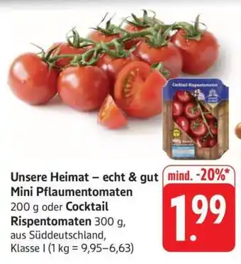 Edeka Mini Pflaumentomaten oder Cocktail Rispentomaten Angebot
