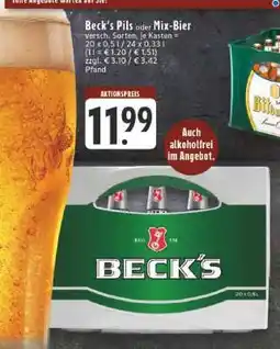 Edeka Beck's Pils oder Mix-Bier Angebot