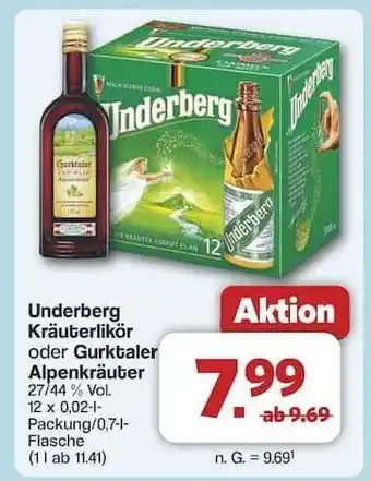 Famila Nord Ost Underberg Kräuterlikör oder Gurktaler Alpenkräuter Angebot