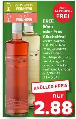 Kaufland BREE Wein oder Free Alkoholfrei Angebot