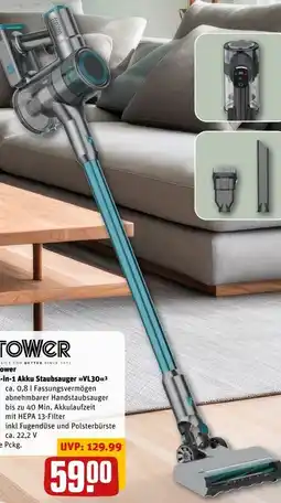 REWE Center Tower 3-in-1 Akku Staubsauger VL30 Angebot