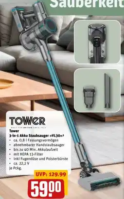 REWE Tower 3-in-1 Akku Staubsauger VL30 Angebot
