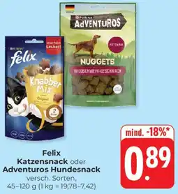 Hieber's Frische Center Felix Katzensnack oder Adventuros Hundesnack Angebot