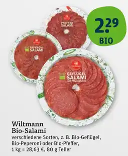 tegut Wiltmann bio-geflügel salami Angebot
