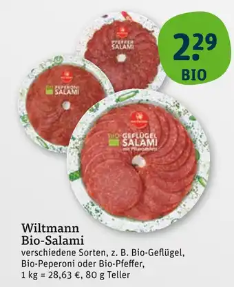 tegut Wiltmann bio-geflügel salami Angebot