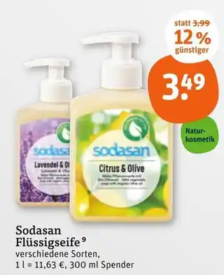 tegut Sodasan citrus & olive flüssigseife Angebot