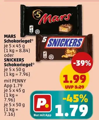 PENNY Mars oder snickers schokoriegel Angebot