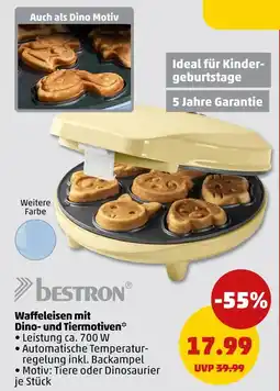 PENNY Bestron waffeleisen mit dino- und tiermotiven Angebot