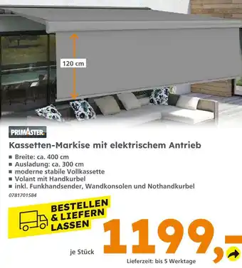 Globus Baumarkt Primaster kassetten-markise mit elektrischem antrieb Angebot
