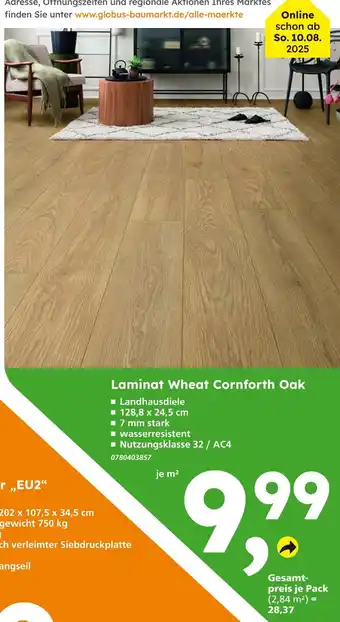 Globus Baumarkt Laminat wheat cornforth oak Angebot
