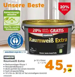 Globus Baumarkt Primaster raumweiß extra Angebot