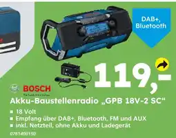 Globus Baumarkt Bosch akku-baustellenradio gpb 18v-2 sc Angebot
