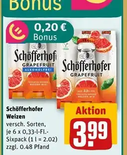 REWE Schöfferhofer weizen grapefruit alkoholfrei Angebot