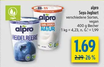 diska Alpro heidelbeere soya-joghurt Angebot