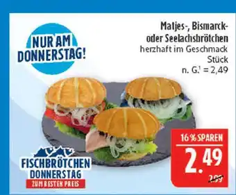 Marktkauf Matjes-, bismarck- oder seelachsbrötchen Angebot