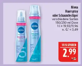 Marktkauf Nivea haarspray diamond volume Angebot