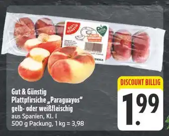 Edeka Gut & günstig plattpfirsiche paraguayos gelb- oder weißfleischig Angebot