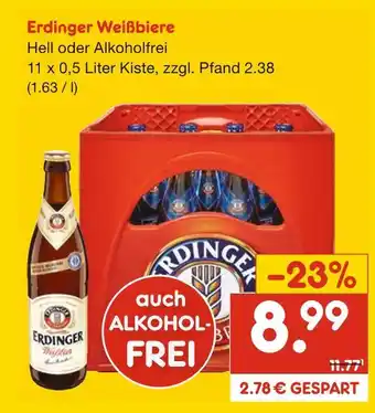 Netto Marken-Discount Erdinger weißbiere hell oder alkoholfrei Angebot