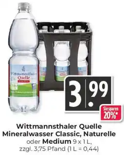 Hieber's Frische Center Wittmannsthaler Quelle Mineralwasser Classic, Naturelle oder Medium Angebot