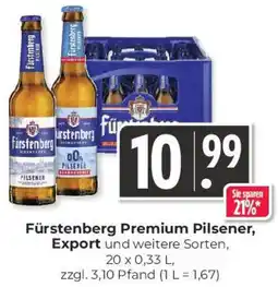 Hieber's Frische Center Fürstenberg Premium Pilsener, Export Angebot