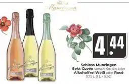 Hieber's Frische Center Schloss Munzingen Sekt Cuvée oder Alkoholfrei Weiß oder Rosé Angebot