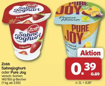 Famila Nord West Zott Sahnejoghurt oder Pure Joy Angebot