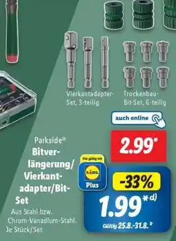 Lidl Parkside Bitverlängerung/Vierkantadapter/Bit-Set Angebot