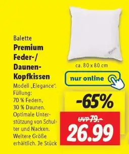 Lidl Balette Premium Feder-/Daunen-Kopfkissen Angebot