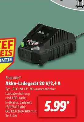 Lidl Parkside Akku-Ladegerät 20 V/2,4 A Angebot