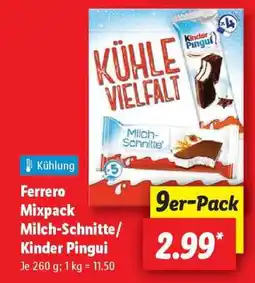 Lidl Ferrero Mixpack Milch-Schnitte/Kinder Pingui Angebot