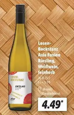 Lidl Losen-Bockstanz Asia Fusion Riesling, Weißwein, feinherb Angebot