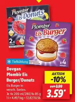 Lidl Dovgan Plombir Eis Burger/ Donuts Angebot