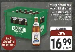 Edeka Erdinger Brauhaus Helles, Alkoholfrei oder NaturRadler Angebot